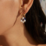 Lapis Lazuli & Pearl Drop Earrings | S925 Sterling Silver, Vintage Gold