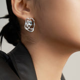 Liquid Series Topaz Earrings | S925 Sterling Silver, Natural Blue Topaz, Silver Finish