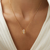 Mother of Pearl Bead Necklace | S925 Sterling Silver, Vintage Gold / White Gold