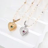 Heart Pendant Pearl Necklace | S925 Sterling Silver, Vintage Gold / White Gold