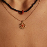 Vintage Red Zircon Necklace | S925 Sterling Silver, Vintage Gold