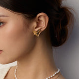 Heart-Shaped Textured Earrings | S925 Sterling Silver