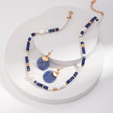 Lapis Lazuli & Pearl Necklace | S925 Sterling Silver, Vintage Gold