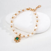 Emerald Pearl Charm Bracelet