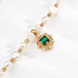 Emerald Pearl Charm Bracelet