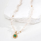 Emerald Pearl Pendant Necklace