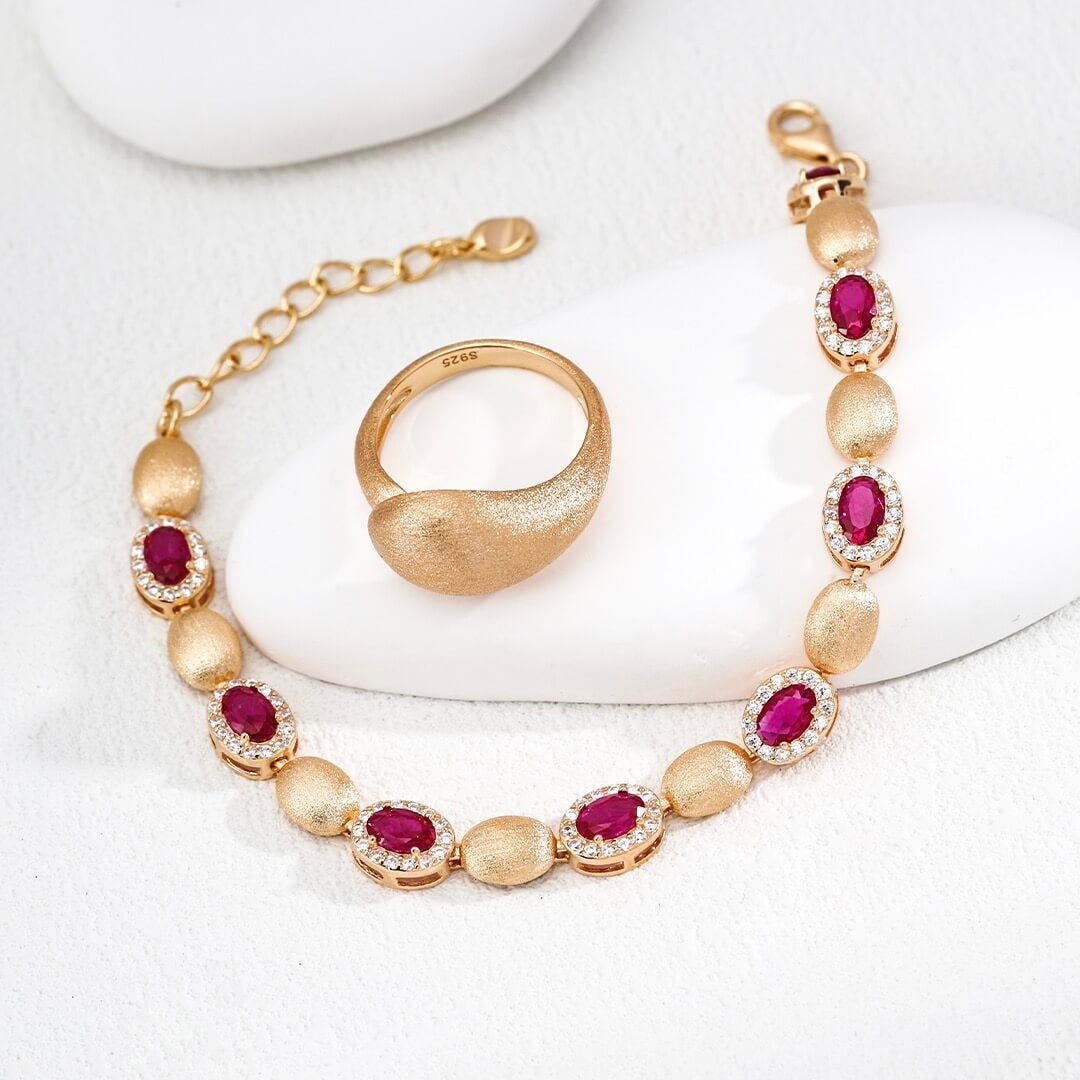 Ruby Red Zircon Bracelet