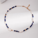 Lapis Lazuli & Pearl Necklace | S925 Sterling Silver, Vintage Gold
