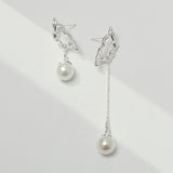 Pearl Reimagined Earrings | S925 Sterling Silver, Natural Pearl, Silver Finish