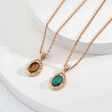 Tiger’s Eye / Malachite Necklace | S925 Sterling Silver, Vintage Gold
