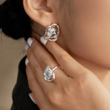 Liquid Series Topaz Earrings | S925 Sterling Silver, Natural Blue Topaz, Silver Finish