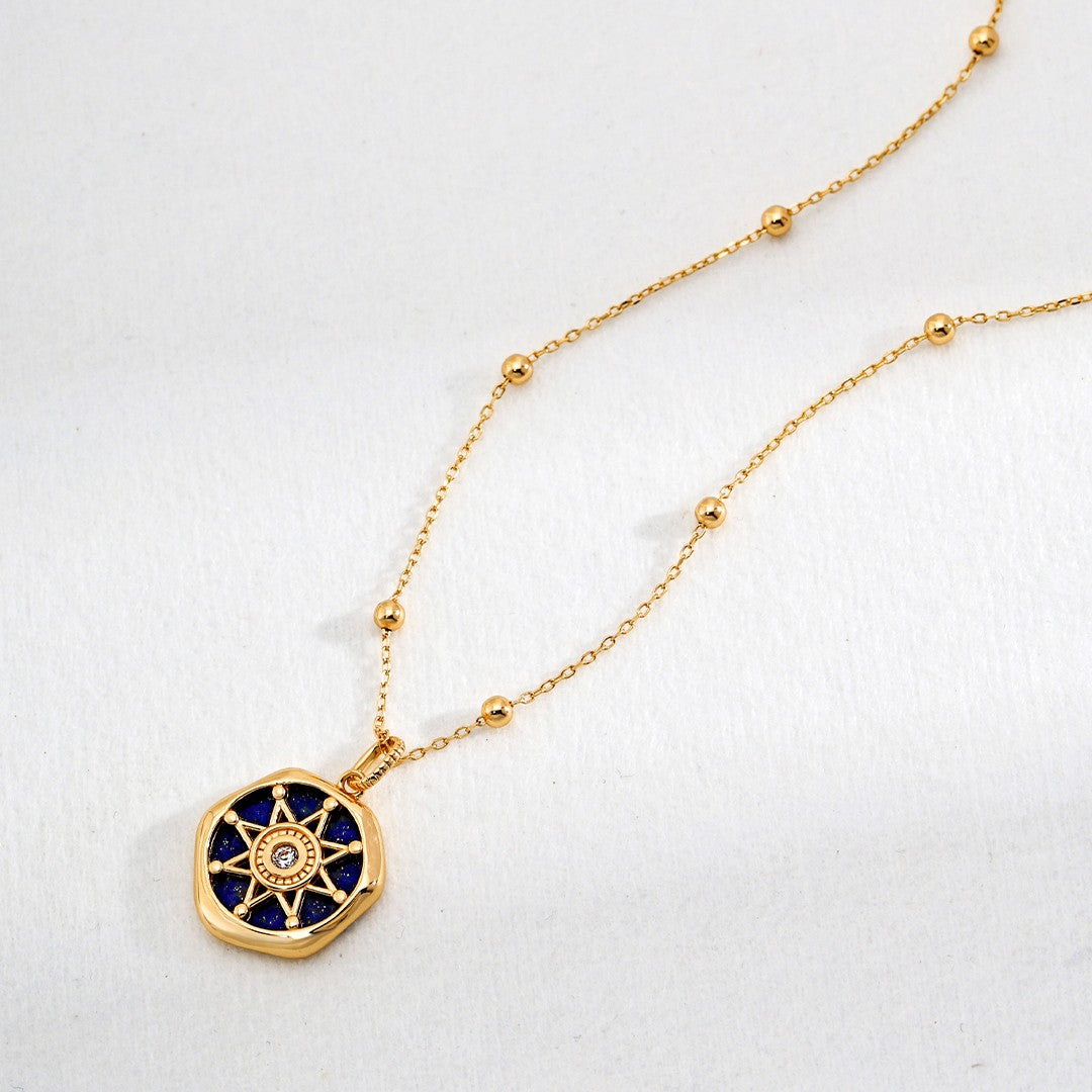 Lapis Lazuli Necklace | S925 Sterling Silver, Vintage Gold