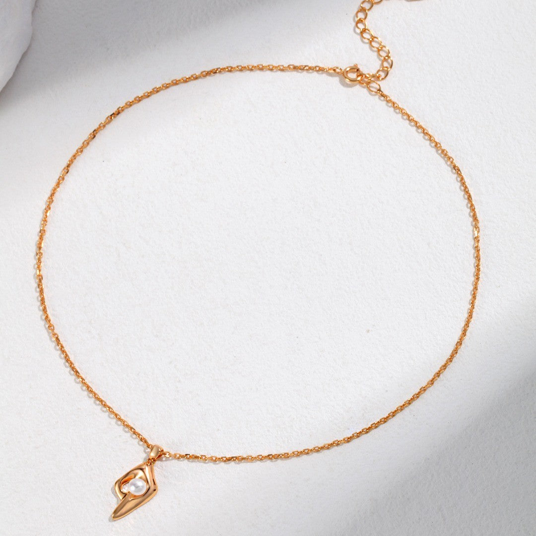 Teardrop Pearl Necklace | S925 Sterling Silver, Vintage Gold