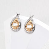 Two-Tone Lapis & Mother-of-Pearl Teardrop Earrings | S925 Sterling Silver