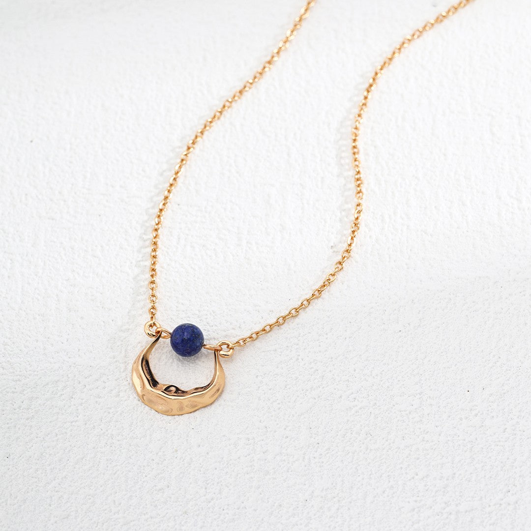 Natural lapis lazuli necklace | S925 Sterling Silver, Vintage Gold
