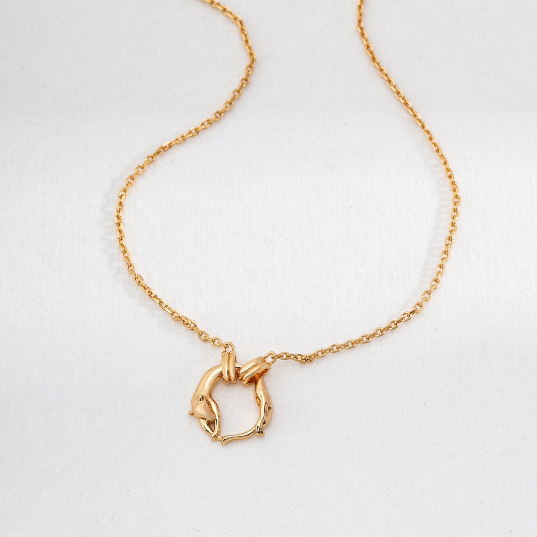 Minimalist Loop Necklace | S925 Sterling Silver, Vintage Gold