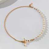 Liquid Flow Pearl Necklace | S925 Sterling Silver, Vintage Gold / White Gold