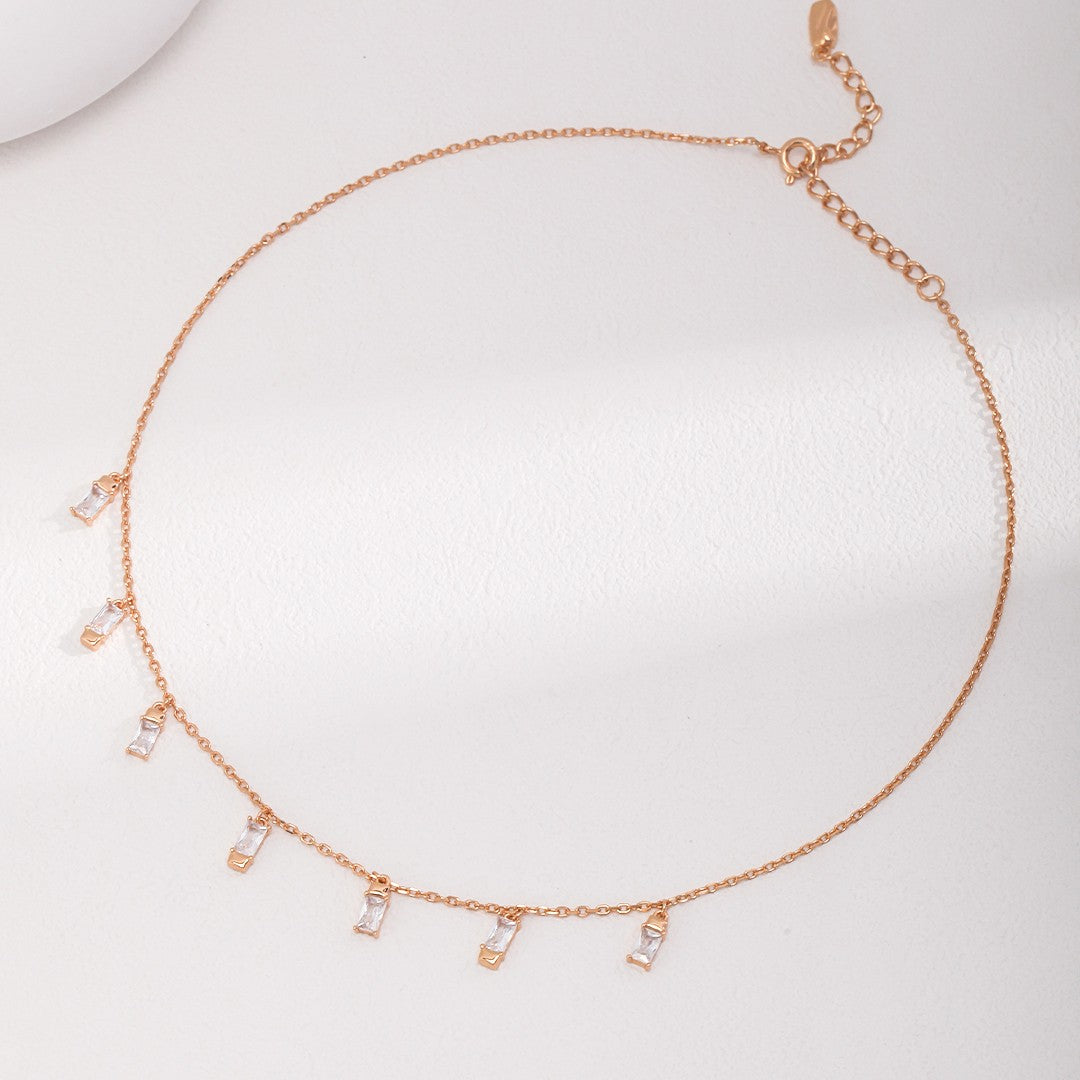 Zircon Drop Necklace | S925 Sterling Silver, Vintage Gold / White Gold