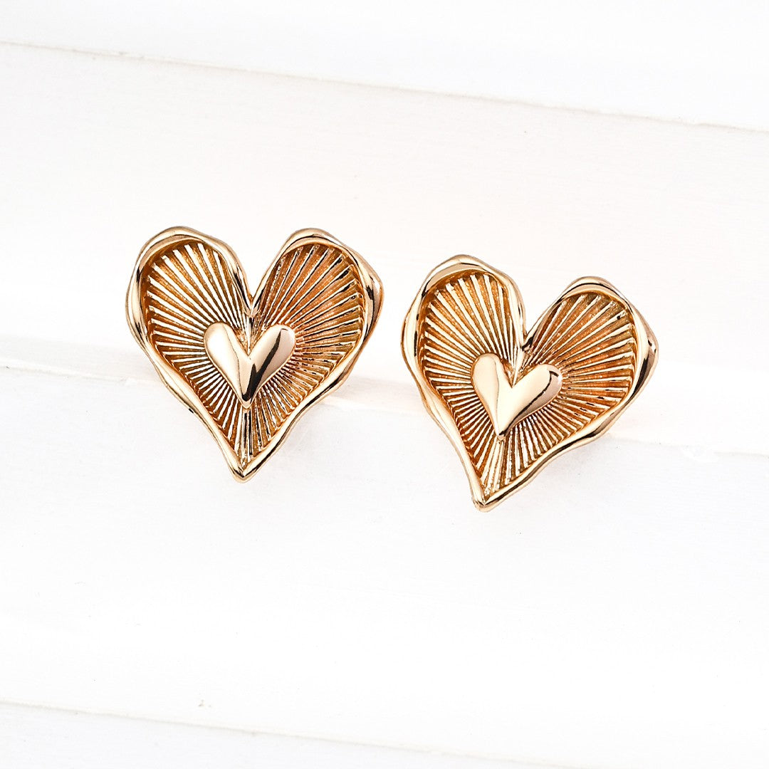 Heart-Shaped Textured Earrings | S925 Sterling Silver