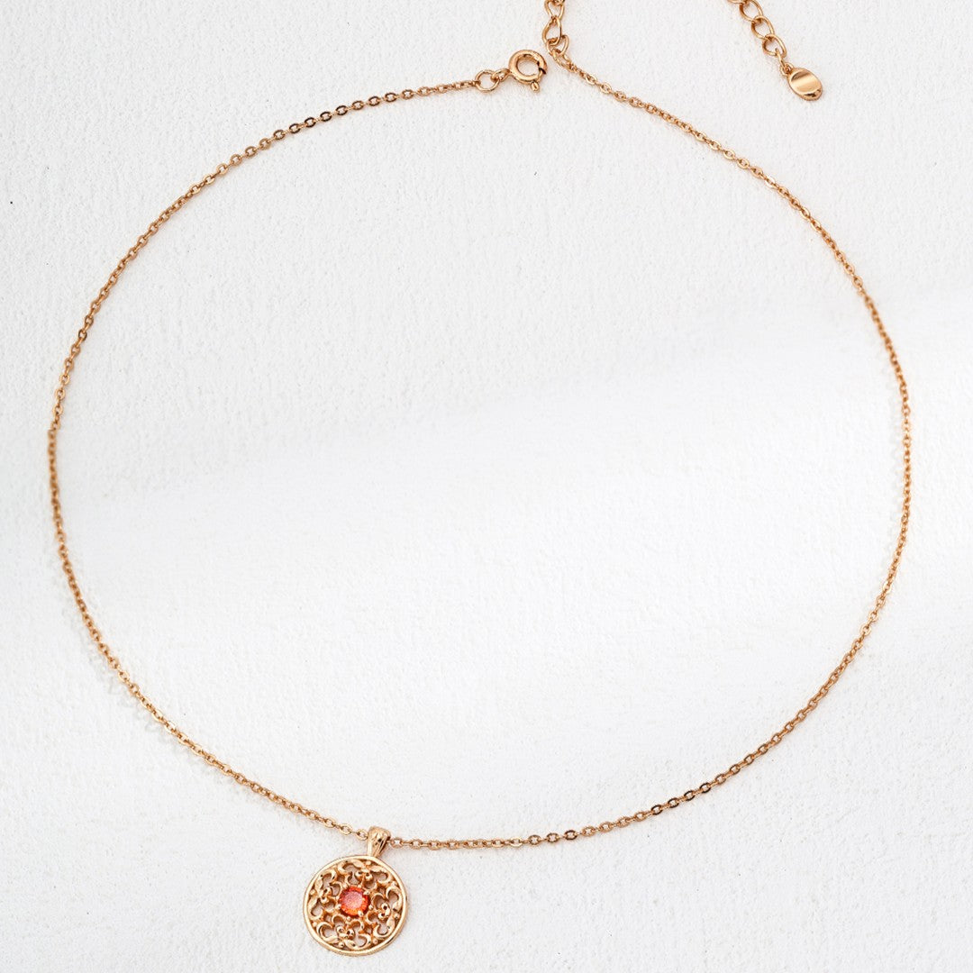 Vintage Red Zircon Necklace | S925 Sterling Silver, Vintage Gold