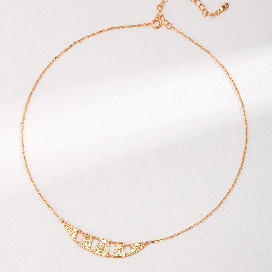 Geometric Bar Necklace | S925 Sterling Silver, Vintage Gold