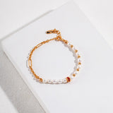 “Flow” Enamel Pearl Bracelet | S925 Sterling Silver, White Gold / Vintage Gold