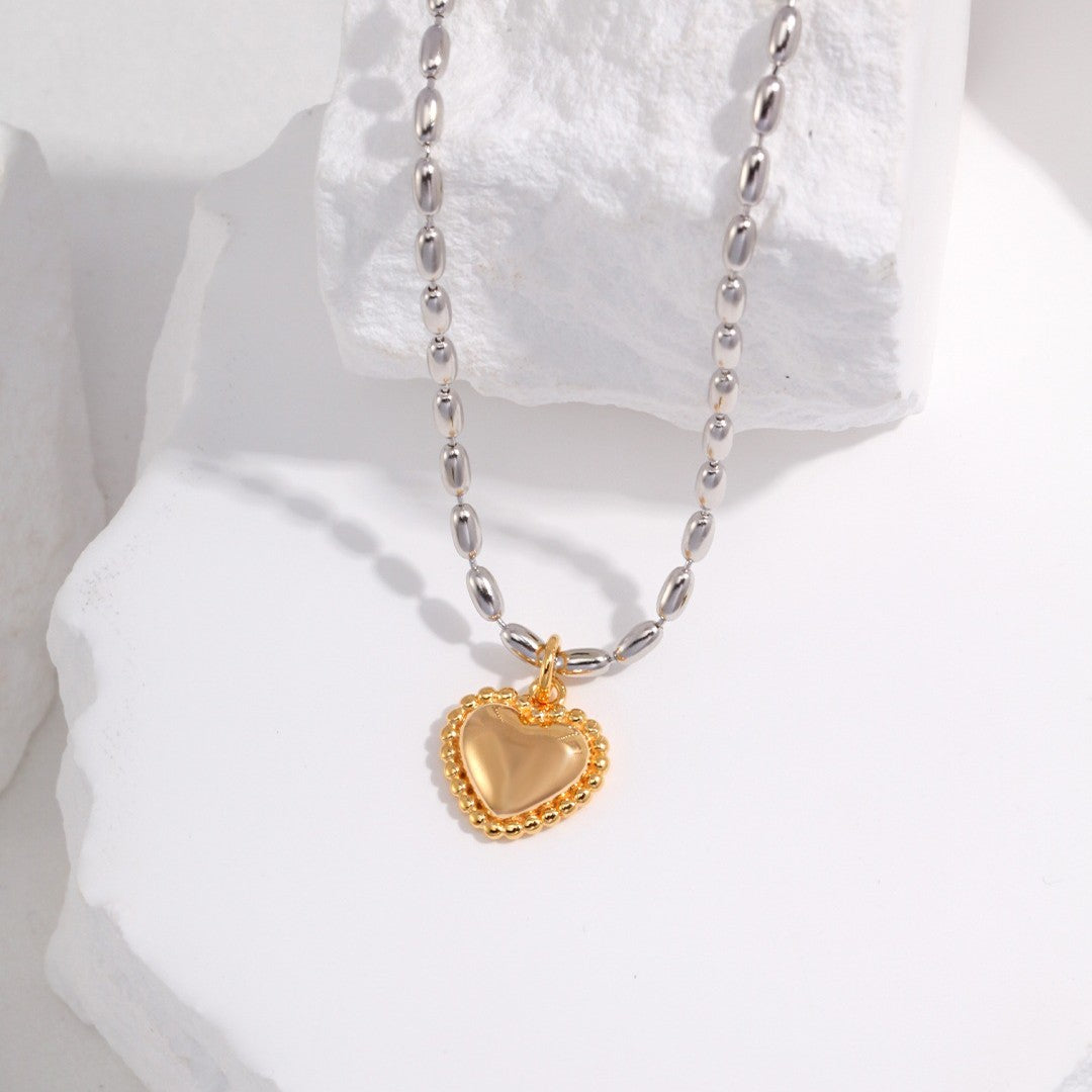 Heart Charm Necklace | S925 Sterling Silver, Two-Tone Gold & Silver