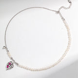 Heart Pearl Necklace | S925 Sterling Silver, Vintage Gold
