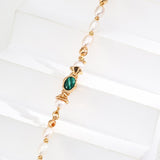 Malachite & Pearl Necklace | S925 Sterling Silver, Vintage Gold