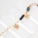 Tiger’s Eye, Abalone & Pearl Charm Necklace | S925 Sterling Silver, Vintage Gold