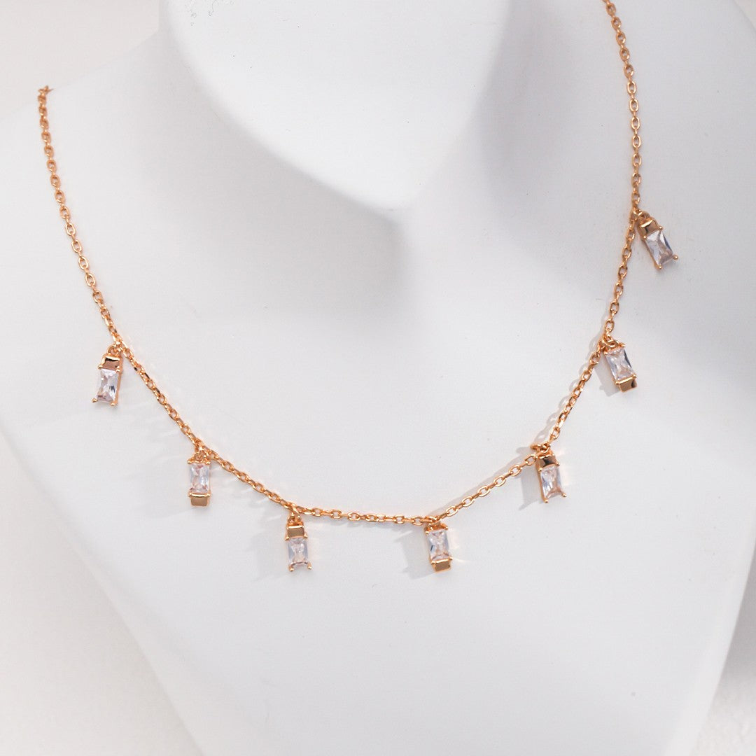 Zircon Drop Necklace | S925 Sterling Silver, Vintage Gold / White Gold