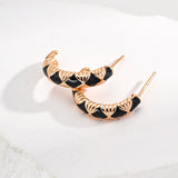 Vintage Enamel Hoop Earrings | S925 Sterling Silver