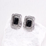 Black Enamel Textured Earrings | S925 Sterling Silver