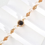 Tiger’s Eye & Pearl Necklace | S925 Sterling Silver, Vintage Gold