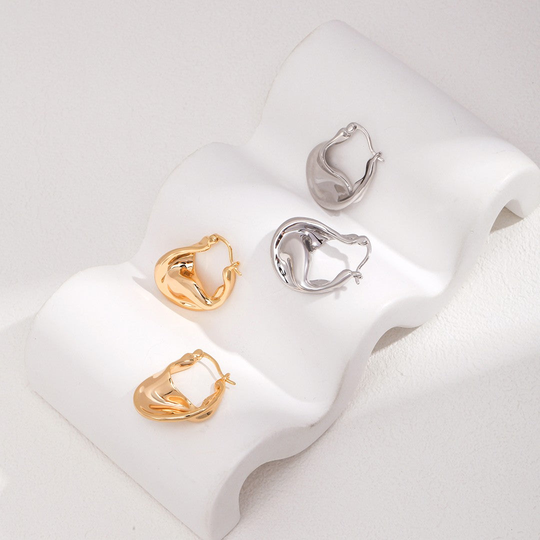 Fluid Hoop Earrings | S925 Sterling Silver, Vintage Gold / White Gold