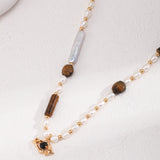 Tiger’s Eye & Pearl Necklace | S925 Sterling Silver, Vintage Gold