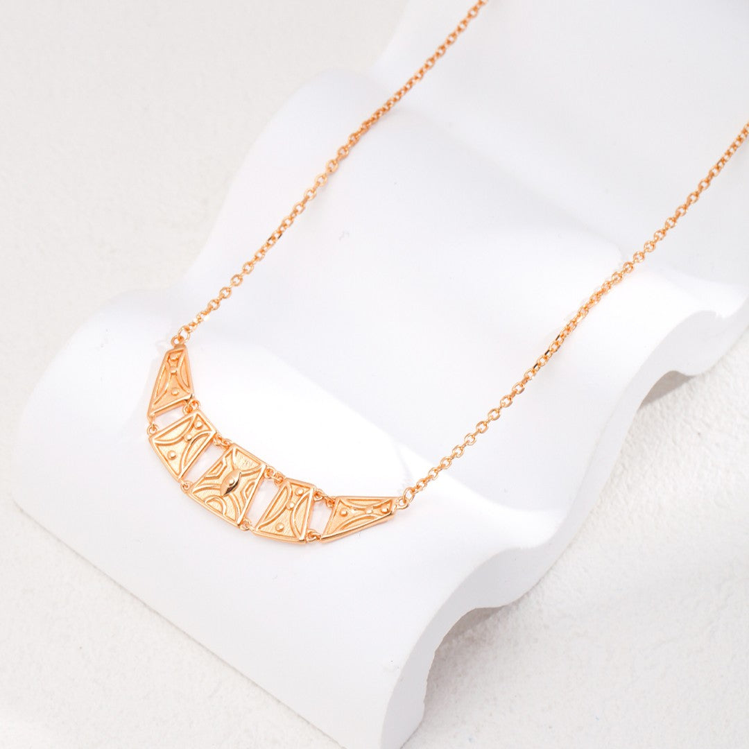 Geometric Bar Necklace | S925 Sterling Silver, Vintage Gold