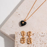 Enamel Heart Necklace | S925 Sterling Silver, Vintage Gold