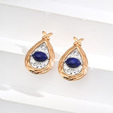 Two-Tone Lapis & Mother-of-Pearl Teardrop Earrings | S925 Sterling Silver