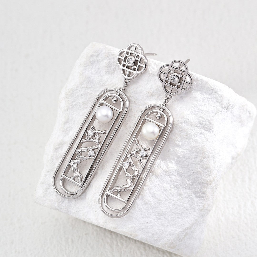 Elegant Baroque Pearl & Zircon Drop Earrings | S925 Sterling Silver