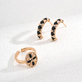 Vintage Enamel Hoop Earrings | S925 Sterling Silver