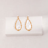 Baroque Shell & Pearl Drop Earrings | S925 Sterling Silver, Vintage Gold