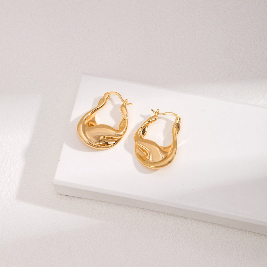 Fluid Hoop Earrings | S925 Sterling Silver, Vintage Gold / White Gold