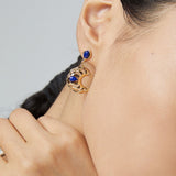 Lapis Crescent Earrings | S925 Sterling Silver, Vintage Gold