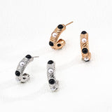 Pearl & Onyx Vintage Hoop Earrings | S925 Sterling Silver