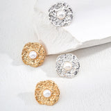 Textured Round Pearl Earrings | S925 Sterling Silver