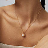 Sculpted Pearl Necklace | S925 Sterling Silver, Vintage Gold