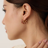 Red Enamel Striped Hoop Earrings | S925 Sterling Silver