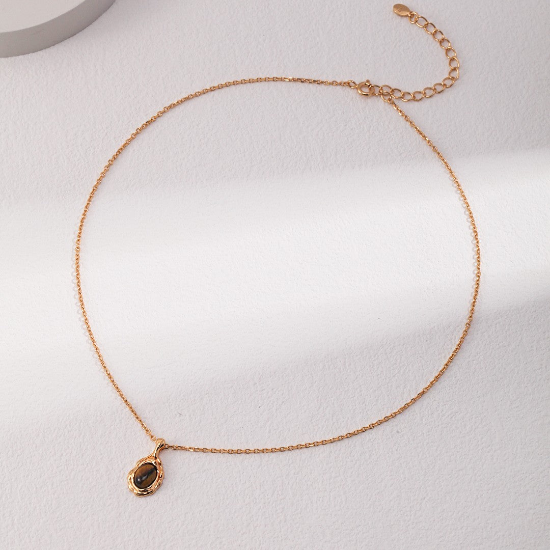 Tiger’s Eye / Malachite Necklace | S925 Sterling Silver, Vintage Gold