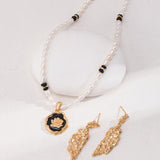 Rose Enamel Pearl Necklace | S925 Sterling Silver, Vintage Gold